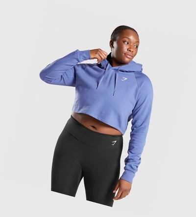 Sudadera Con Capucha Gymshark Entrenamiento Cropped Mujer Azules | XKADJEG-83