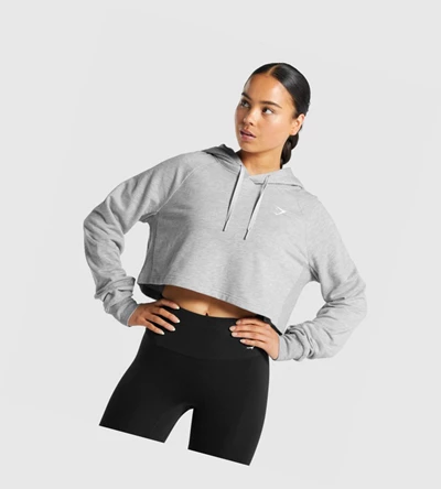 Sudadera Con Capucha Gymshark Entrenamiento Cropped Mujer Grises Claro | XZFMTUW-19