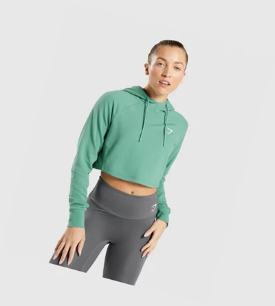 Sudadera Con Capucha Gymshark Entrenamiento Cropped Mujer Verdes | YQXIEMR-63