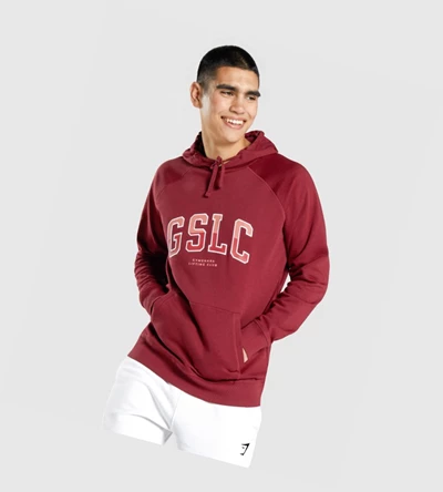 Sudadera Con Capucha Gymshark GSLC Collegiate Hombre Vino | QLBPUXT-87