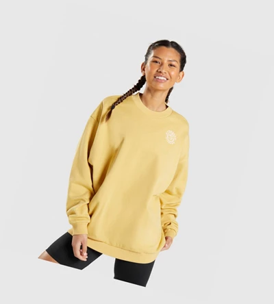 Sudadera Con Capucha Gymshark Legacy Estampados Sweatshirt Mujer Amarillos | UWRKDZS-07