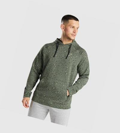 Sudadera Con Capucha Gymshark Micro Print Hombre Verdes | FIKECPW-30