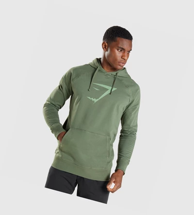 Sudadera Con Capucha Gymshark Sharkhead Infill Hombre Verdes | YTLAQJX-39