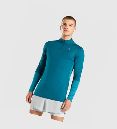 Sudadera Con Capucha Gymshark Speed 1/4 Zip Hombre Turquesa | ZCQKSPU-95