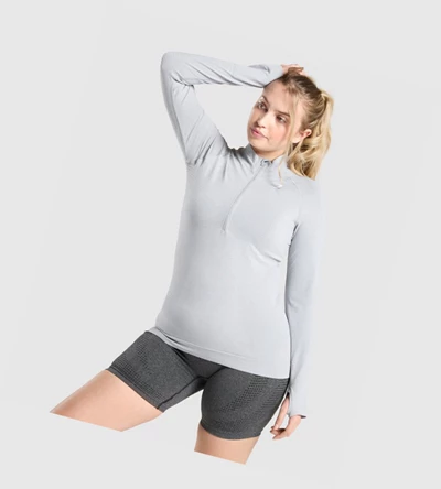 Sudadera Con Capucha Gymshark Vital Seamless 2.0 1/2 Zip Mujer Grises Claro | OSTNLWE-29