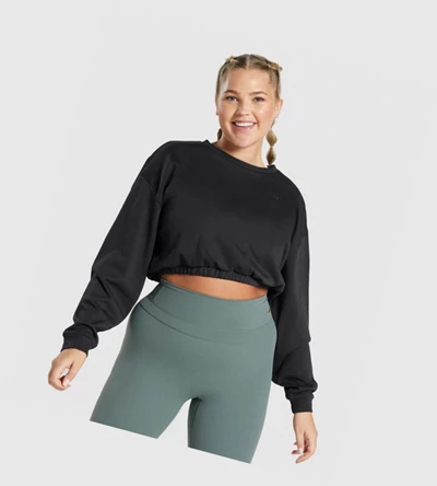 Sudadera Con Capucha Gymshark Whitney Cropped Mujer Negros | UNYOCQZ-89