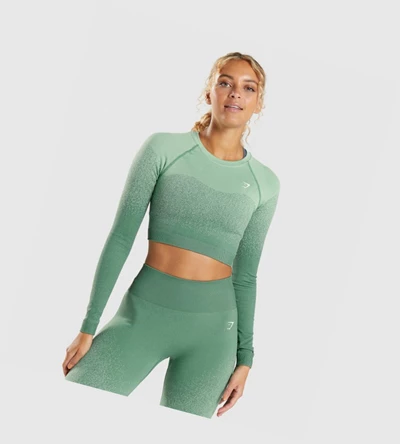 Sudaderas Gymshark Adapt Ombre Seamless Crop Top Mujer Verdes Verdes Claro | DVZHWUE-64