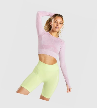 Sudaderas Gymshark Flex Sports Crop Top Mujer Morados Claro | IADMKWL-51