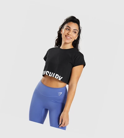 Sudaderas Gymshark Fraction Crop Top Mujer Negros | GMTCEYR-35