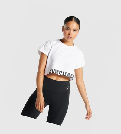 Sudaderas Gymshark Fraction Crop Top Mujer Blancos | MJBVRHL-61