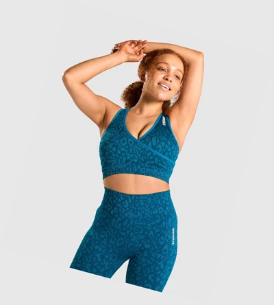 Sujetadores Deportivos Gymshark Adapt Animal Seamless Mujer Turquesa | STKXQCU-07