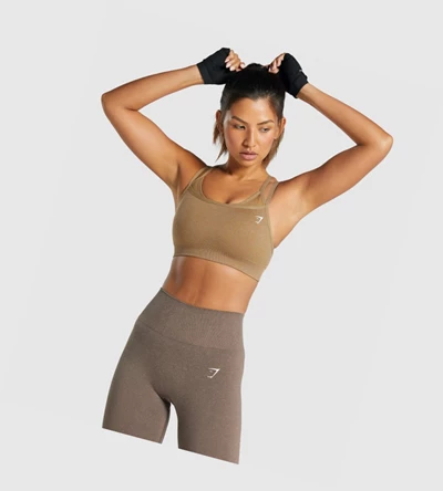 Sujetadores Deportivos Gymshark Adapt Fleck Seamless Mujer Marrom Claro | VDLWYUF-15