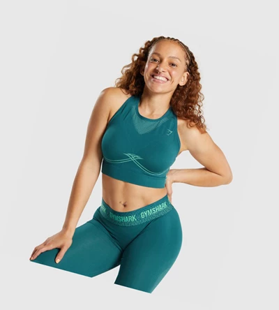 Sujetadores Deportivos Gymshark Apex Seamless Mujer Turquesa | LQHFZUN-85