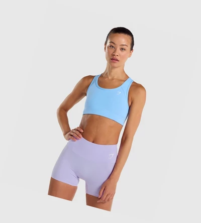 Sujetadores Deportivos Gymshark Essential Racer Back Entrenamiento Mujer Azules Claro | QSHJZEX-94