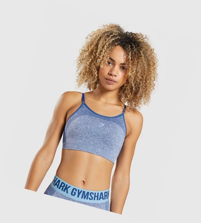 Sujetadores Deportivos Gymshark Flex Tiras Mujer Azules | QVOSLMZ-02