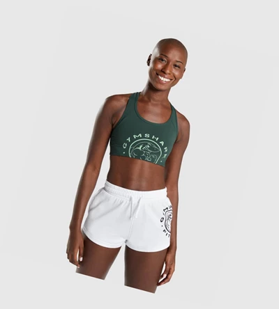 Sujetadores Deportivos Gymshark Legacy Estampados Mujer Verdes Oscuro | YFHIVXL-69