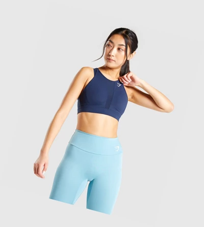 Sujetadores Deportivos Gymshark Mesh Neckline Entrenamiento Mujer Azul Marino | GRIMKOE-47