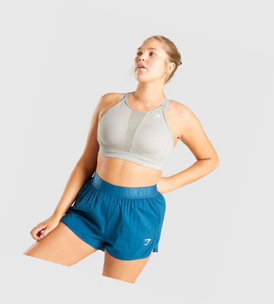 Sujetadores Deportivos Gymshark Mesh Neckline Entrenamiento Mujer Grises | KQVSAHC-34