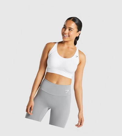 Sujetadores Deportivos Gymshark Racer Back Entrenamiento Mujer Blancos | QARHGMO-79