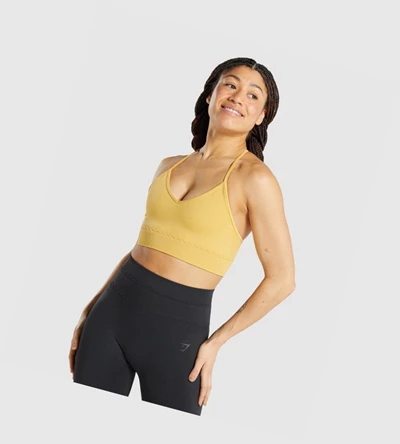 Sujetadores Deportivos Gymshark Studio Seamless Mujer Amarillos | WGBRVAK-51