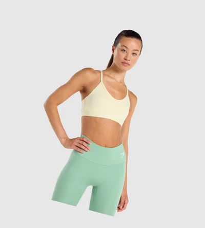 Sujetadores Deportivos Gymshark V Neck Entrenamiento Mujer Amarillos Claro | UTMQJSE-73