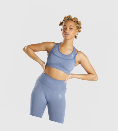 Sujetadores Deportivos Gymshark Vital Rise Seamless Mujer Azules | HSWYVXN-64