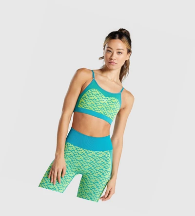 Sujetadores Deportivos Gymshark WTFlex Seamless Tiras Mujer Azules | RABMTEX-92