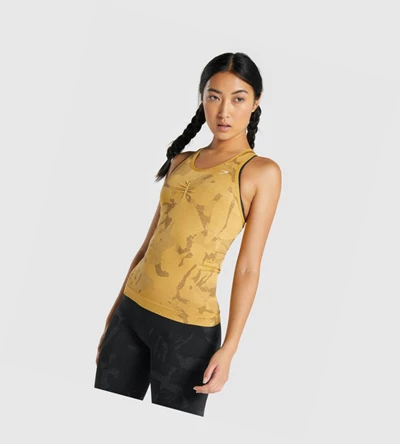 Camiseta Tirantes Gymshark Adapt Camo Seamless Mujer Amarillos | VHGQPNS-70