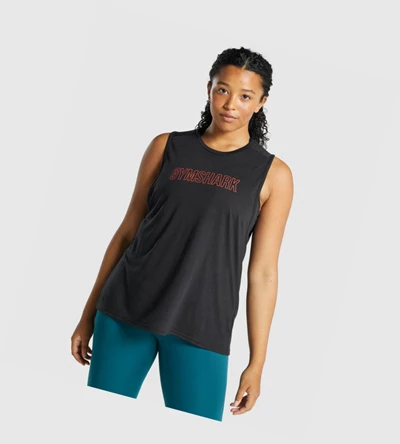 Camiseta Tirantes Gymshark Apollo Estampados Mujer Negros | TXOLSVN-26