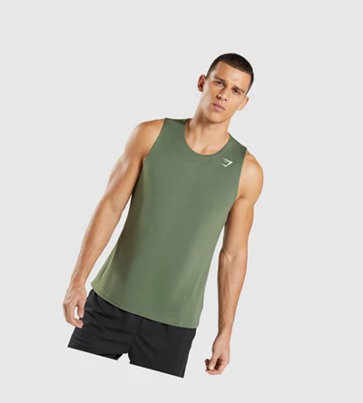 Camiseta Tirantes Gymshark Arrival Hombre Verde Oliva | ULRXQIO-18