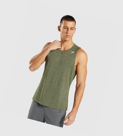 Camiseta Tirantes Gymshark Arrival Slim Marl Hombre Verde Oliva Verde Oliva | IUEOKPT-69