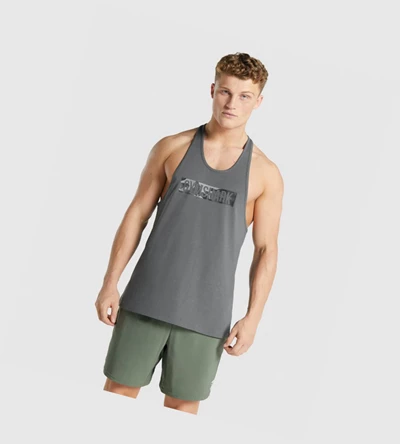 Camiseta Tirantes Gymshark Block Infill Hombre Grises | ANFVBHM-06