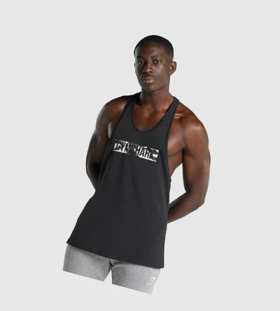 Camiseta Tirantes Gymshark Block Infill Hombre Negros | NHBRPUX-74