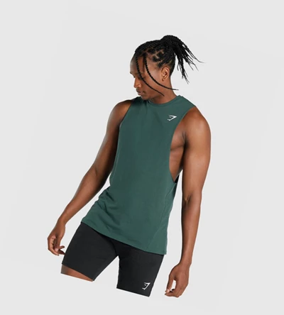 Camiseta Tirantes Gymshark Critical 2.0 Drop Arm Hombre Verdes Oscuro | YLWZAQU-32