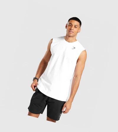 Camiseta Tirantes Gymshark Critical Sin Manga Hombre Blancos | BUWLSYE-74