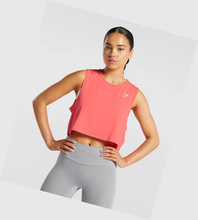 Camiseta Tirantes Gymshark Entrenamiento Crop Mujer Rosas | KPOEGIC-34