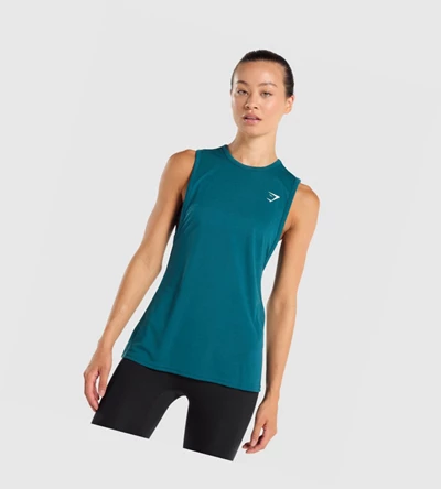 Camiseta Tirantes Gymshark Entrenamiento Drop Arm Mujer Turquesa | MCNEPKL-61