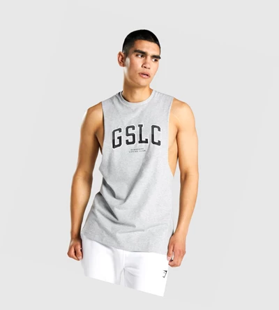 Camiseta Tirantes Gymshark GSLC Collegiate Drop Arm Hombre Grises Claro | UVFEIZX-92