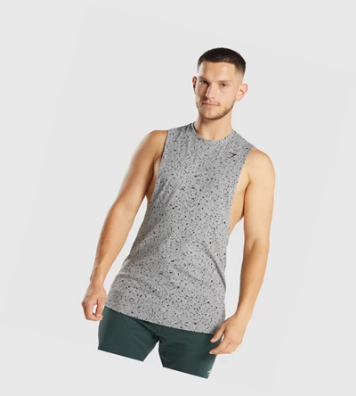 Camiseta Tirantes Gymshark Micro Print Drop Arm Hombre Grises | BXJMUFT-26