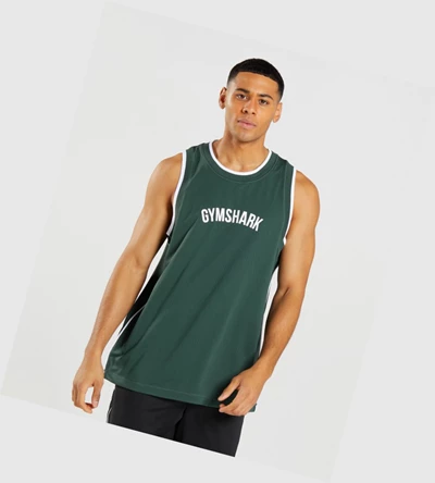 Camiseta Tirantes Gymshark Recess Basketball Hombre Obsidian Verdes Blancos | NOBQWXU-38