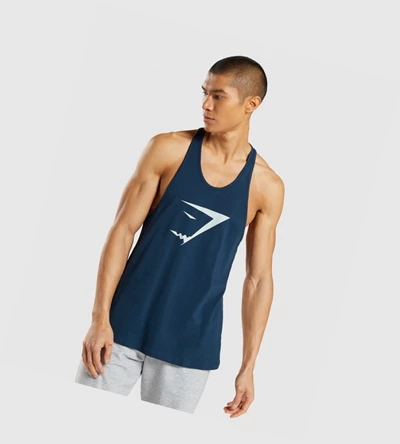 Camiseta Tirantes Gymshark Sharkhead Infill Hombre Azul Marino | GYNKJFH-90