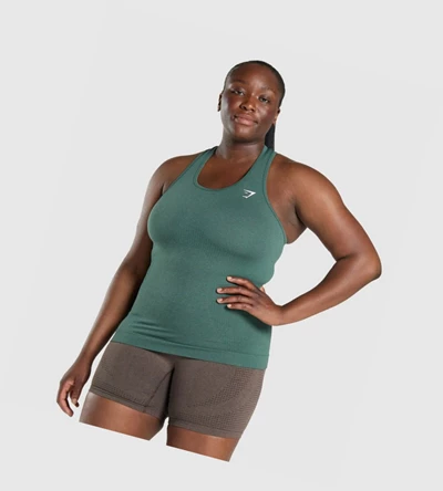 Camiseta Tirantes Gymshark Vital Seamless 2.0 Mujer Verdes Oscuro | DSFRXJZ-48