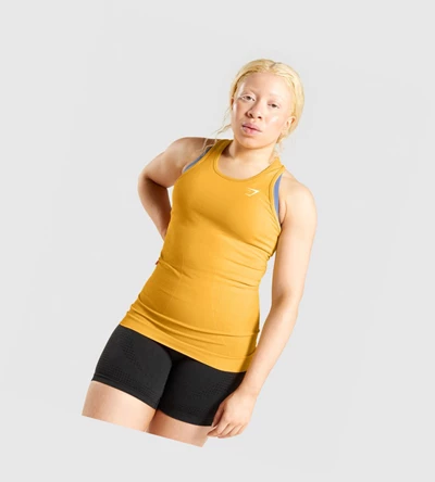 Camiseta Tirantes Gymshark Vital Seamless 2.0 Mujer Amarillos | TLPMFUJ-14