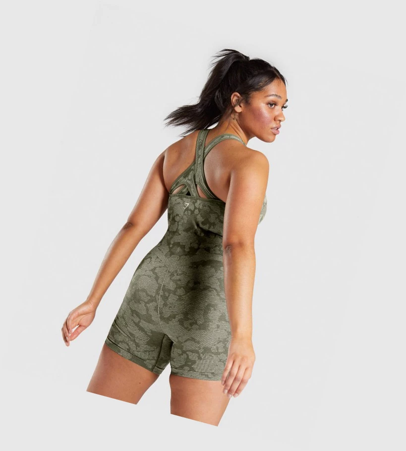 Bermudas Gymshark Adapt Camo Seamless All In One Mujer Verdes | DQTJSRE-28