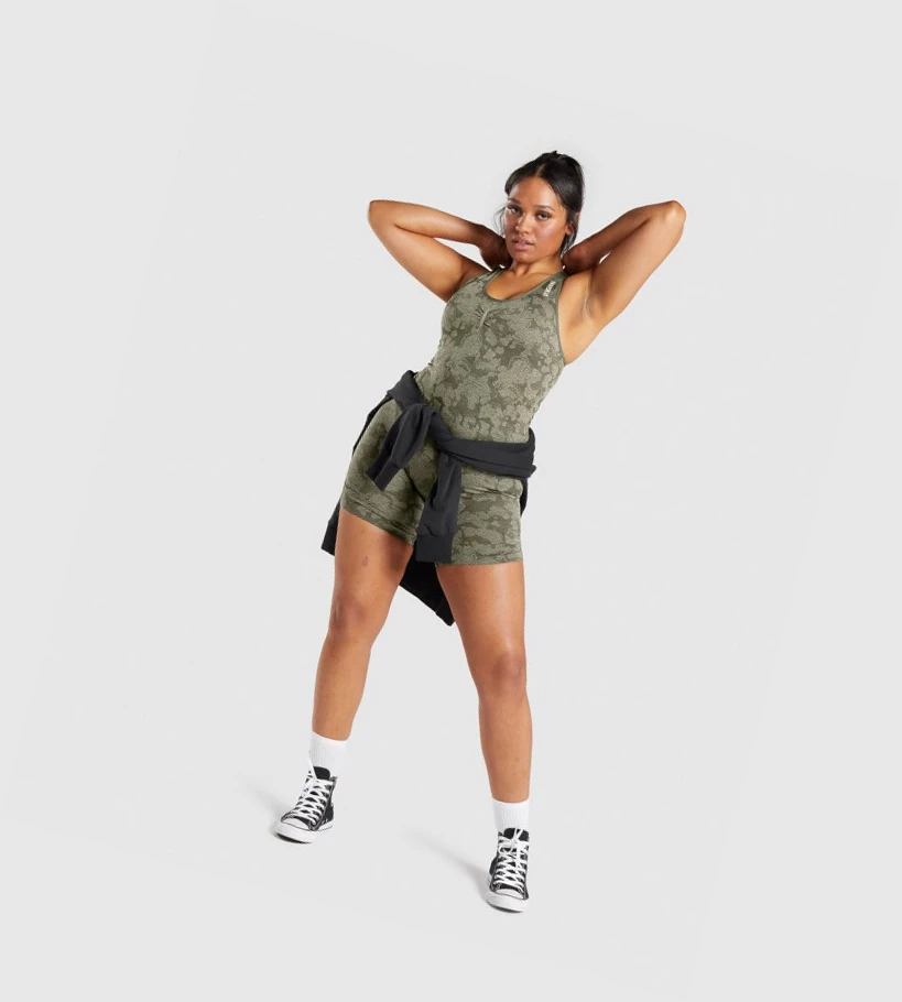 Bermudas Gymshark Adapt Camo Seamless All In One Mujer Verdes | DQTJSRE-28