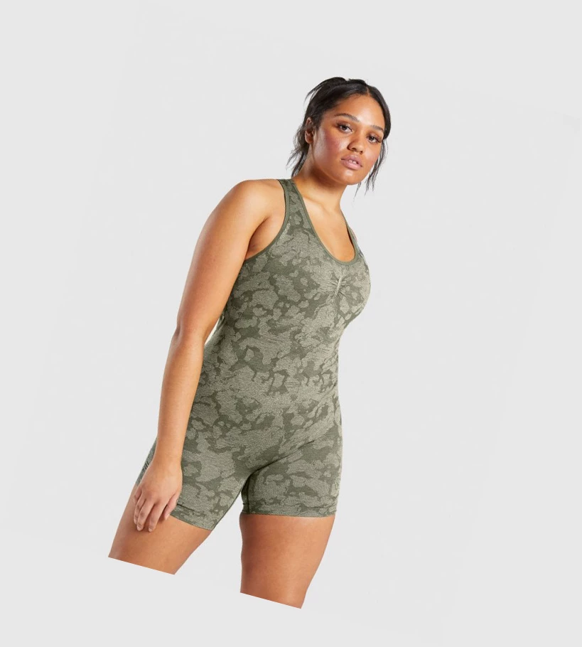 Bermudas Gymshark Adapt Camo Seamless All In One Mujer Verdes | DQTJSRE-28