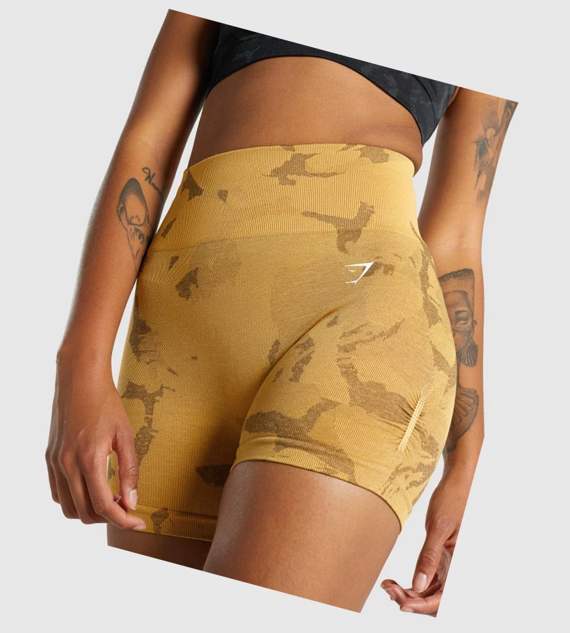 Bermudas Gymshark Adapt Camo Seamless Mujer Amarillos | NQUROCH-47