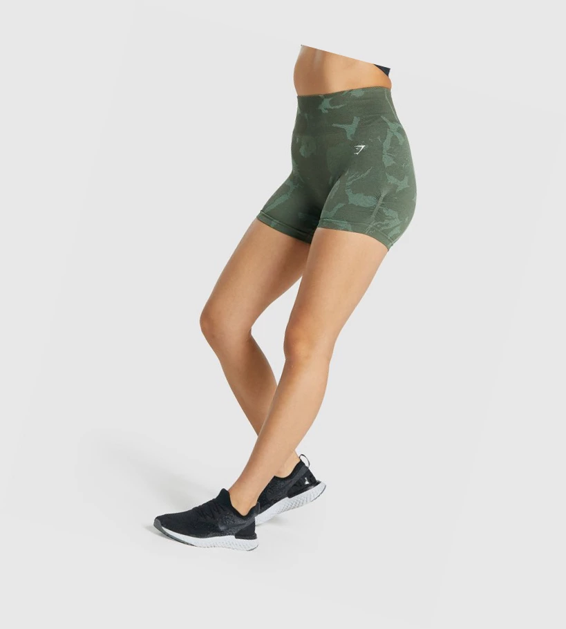 Bermudas Gymshark Adapt Camo Seamless Mujer Verdes | TISJYRD-53