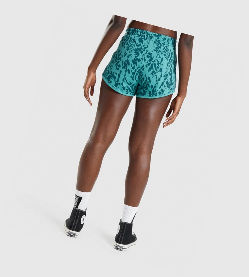 Bermudas Gymshark Animal Estampados Mujer Turquesa | HUDYWMS-93