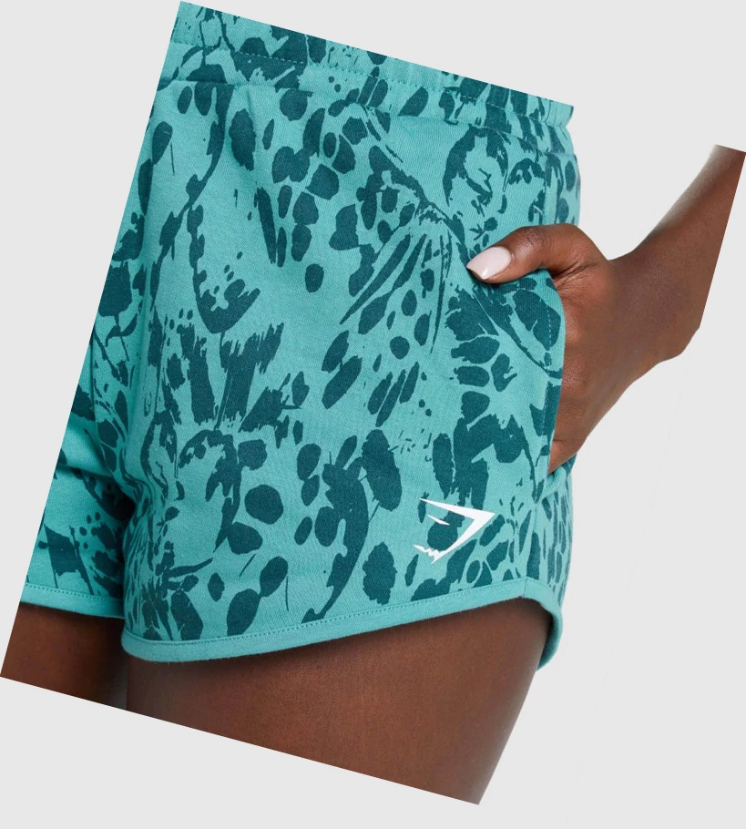 Bermudas Gymshark Animal Estampados Mujer Turquesa | HUDYWMS-93